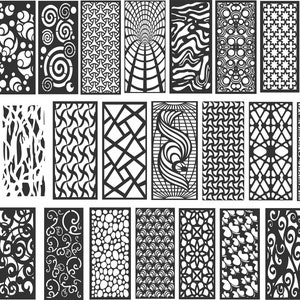 26 Simple Patterns ,Panel Templates ,cnc files for router faber  ,Vector File ,CNC File, Laser Cutting File ,Vector Designs Room Devider