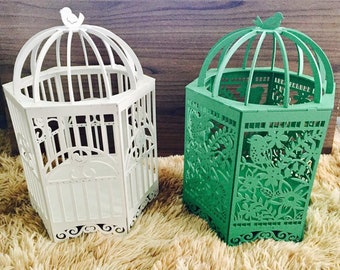 Cage à oiseaux en bois découpée au laser, modèle de découpe CNC (téléchargement numérique)