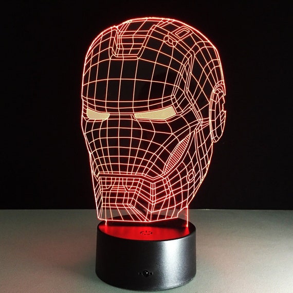 Iron man masque 3D lampe veilleuse 3d illusion iron man masque - Etsy France