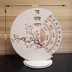 Kalender Laser Cut Datei, Ewiger Kalender svg,Kalender svg,Kalender cut CNC Vektor,ewiger Kalender,Vektor Datei für CNC Laser