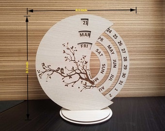 Calendar wooden Laser Cut File, Perpetual Calendar svg,Calendar svg,Calendar cut cnc vector, eternal calendar,vector file for cnc cut laser
