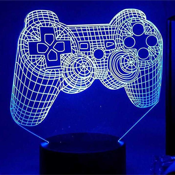 Game Controller Play 3d lamp,Joystick 3d lamp, PlayStation 3D Light Video Games 3D Illusion LED Lamp, Gift for Kids vector files for laser