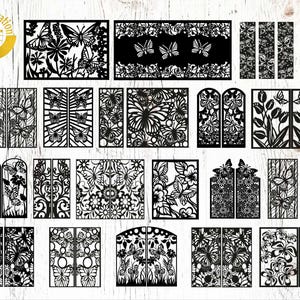 Butterfly Laser Cut File SVG DXF Template Floral Butterfly Wall Art Pattern Digital Download