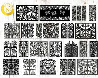 Butterfly Laser Cut File SVG DXF Template Floral Butterfly Wall Art Pattern Digital Download