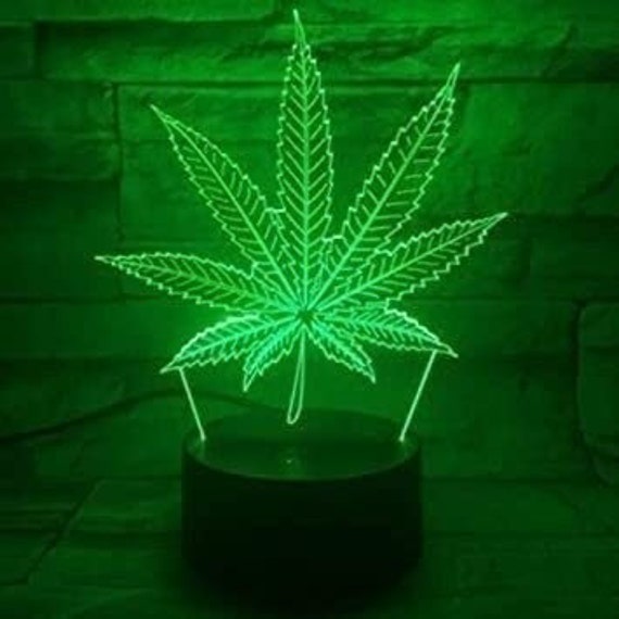 Marijuana Leaf LED Lamp cannabis leaf,3D Illusion night light,Weed 3D Night Lamp 3D,Weed Hemp leaf Light files, vector files, vector cutting