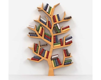 木の本棚ベクターファイル、CNCレーザーカット（デジタルダウンロード）