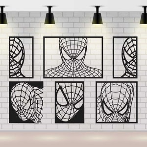 Spider man svg, Spiderman head svg, regalo para la habitación de los niños, plan vectorial, archivo Glowforge, plantilla de corte Spiderman, superhéroe svg, plan de corte de patrón láser