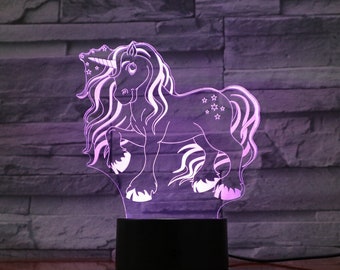 Unicorn 3D Night Lamp,svg Inkscape,3D Night Light Unicorn 3D Illusion lamp,Unicorn svg,vector files for cnc,vector files, vector cutting