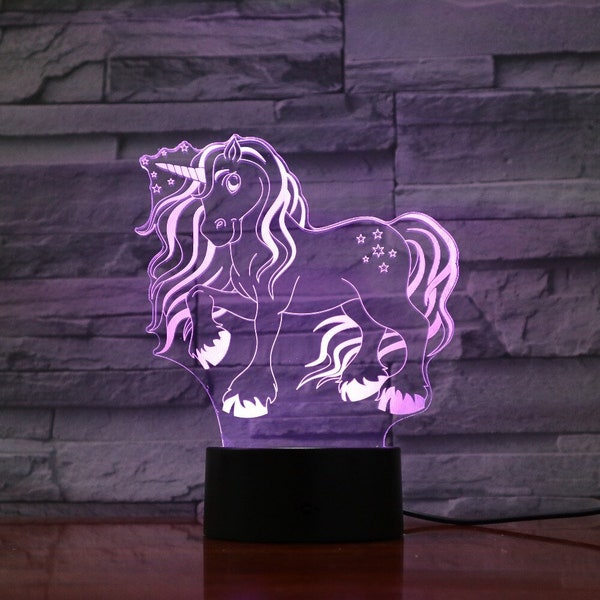 Unicorn 3D Night Lamp,svg Inkscape,3D Night Light Unicorn 3D Illusion lamp,Unicorn svg,vector files for cnc,vector files, vector cutting