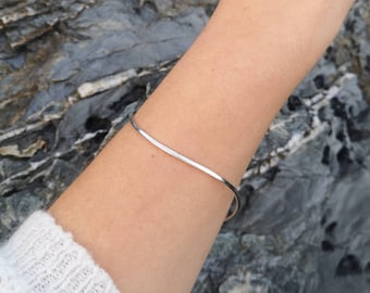 Ripple Bangle | Ocean Wave Inspired Bangle | Sustainable Recycled Silver | Handcrafted in Cornwall