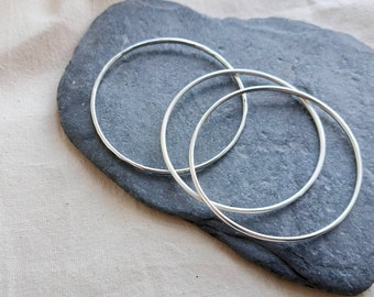 Large Stacking Bangle | Sustainable Recycled Silver Bangle | Textured Silver Bangle | Minimal Stacking Bangle | Handcrafted in Cornwall