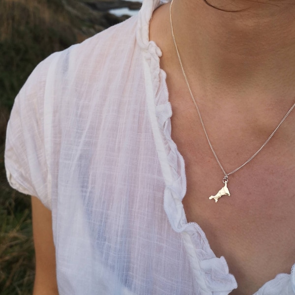 Lowen | Mini Cornwall Necklace | Cornish Jewellery | Cornwall Lover Gift | Sustainable Recycled Silver | Handcrafted in Cornwall