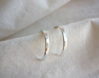 Classic Recycled Silver Hoops - Medium & Small Sizes | Sustainable Hoop Earrings | Minimal Hoops - Textured or Smooth | Handmade In Cornwall