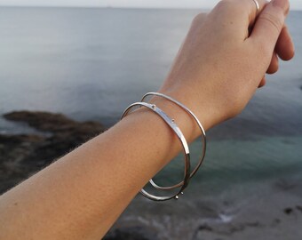 Wild Wave Bangle |  Ocean Wave Bangle | Sustainable Recycled Silver | Handcrafted in Cornwall