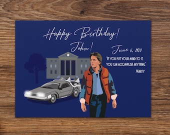 Back to the Future customizable birthday card (with date and person's name on the card)