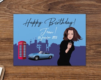 Diana Rigg Personalized Birthday Card (with date and person's name on card)