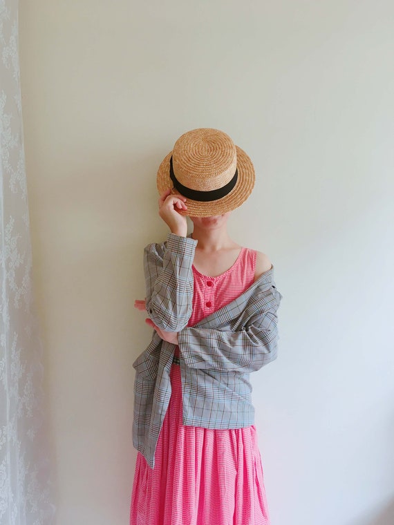 Red Checked Short Sleeve Dress/ Weekend picnic sho