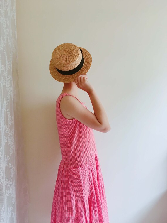 Red Checked Short Sleeve Dress/ Weekend picnic sho