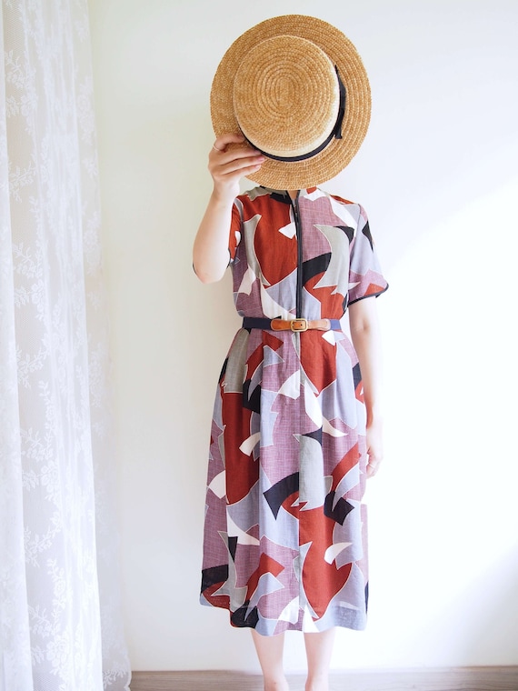 Earth Tone Mandarin Collar Dress