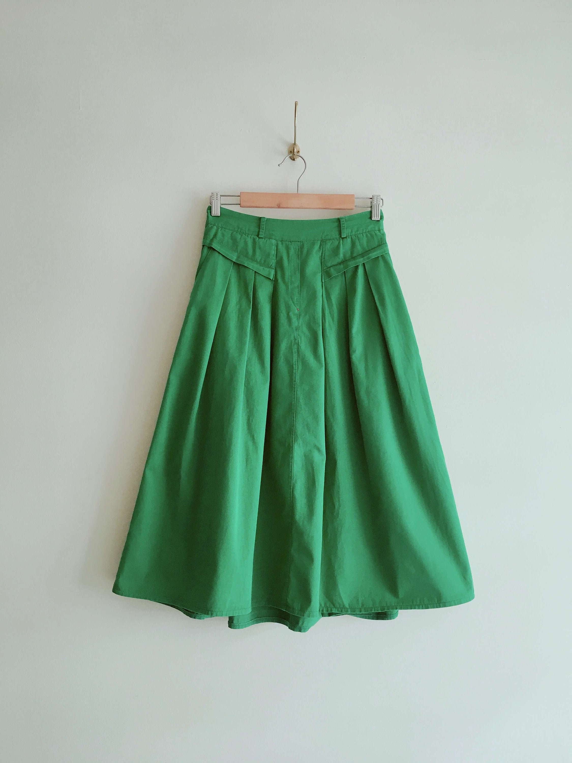 Forest Green Cotton Skirt/ Versatile Aline skirt/ below knee/ Etsy