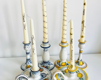 Italian Hand Painted Candle Holder, Taper Candle holders, Dinner candle holder, Wedding, Happy Birthday, candle, table decor, candle holder