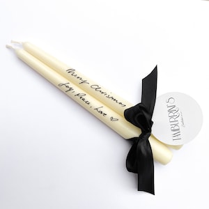 Personalised Handwritten Taper Christmas Candle, Happy Birthday calligraphy candle dinner candle table decor valentines festive gift