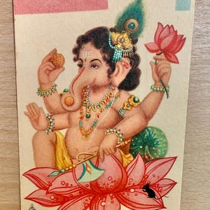 Ganesh Postkarte, Diwali Grußkarte, Hinduistische Gottheit, Hinduistische Postkarte, unbenutzte Karte, Heimstempel Dekor