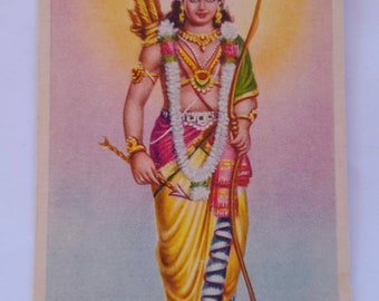 Antique Indian Postcard, Rama, Hindu Deity