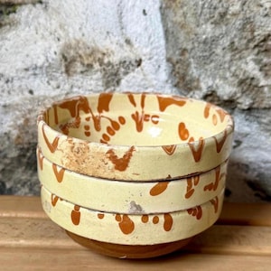 bols en poterie vintage, lot de 3, bol en argile antidérapant peint à la main