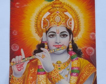 Antike indische Postkarte, Krishna, Hindu-Gottheit