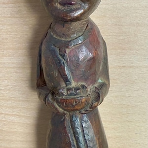 Antique Indian hand carved wooden doll, Folk art tribal figurine.