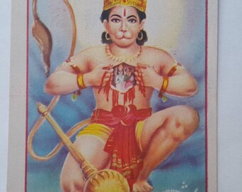 Antique Indian Postcard, Hanuman