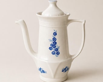 Caffettiera vintage in porcellana blu e bianca