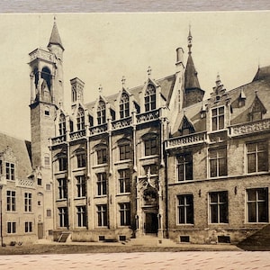 Antike Brügge Postkarte, Antike sepia Fotografie, schwarz weiß Postkarten, Brügge Belgien, ungebraucht, fotografische Architekturpostkarten