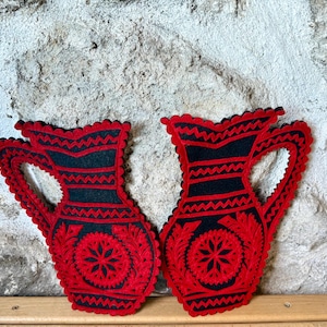 Vintage Hungarian rustic folk art felt kitchen decor