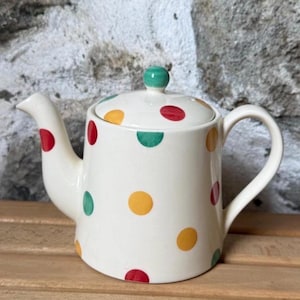 Teiera vintage in porcellana multicolore a pois, teiera popolare dipinta a mano