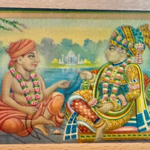 Jain Hindu postcard, unused card, Hindu god deity, Diwali greeting card, home temple decor, vintage Indian lithograph print, Hindu postcard