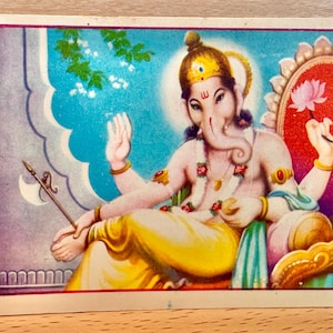 Ganesha postcard, unused card, Diwali greeting card, Hindu god deity, Hindu postcard