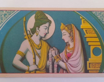 Antike indische Postkarte, Rama, Sita, Hindu-Gottheit