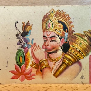Hanuman Postkarte, unbenutzte Karte, Diwali Grußkarte, Hinduistische Gottheit, Hinduistische Postkarte, Heimstempel Dekor