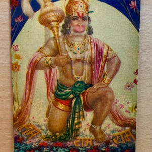 Hanuman Postkarte, unbenutzte Karte, Diwali Grußkarte, Hinduistische Gottheit, Hinduistische Postkarte, Heimstempel Dekor