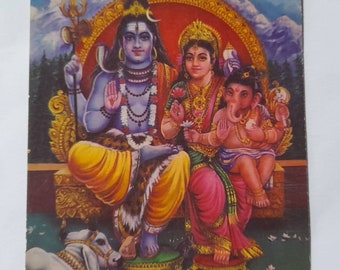 Antike indische Postkarte, Shiva Parvati, Hindu-Gottheit