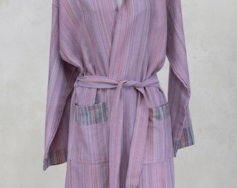 Authentic Turkish Cotton Bathrobe, Loungewear, Beachwear, Peshtemal Towel, Kimono Robe, Spa Robe, Hooded Robe