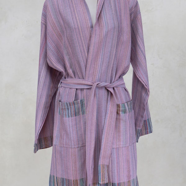 Authentic Turkish Cotton Bathrobe, Loungewear, Beachwear, Peshtemal Towel, Kimono Robe, Spa Robe, Hooded Robe
