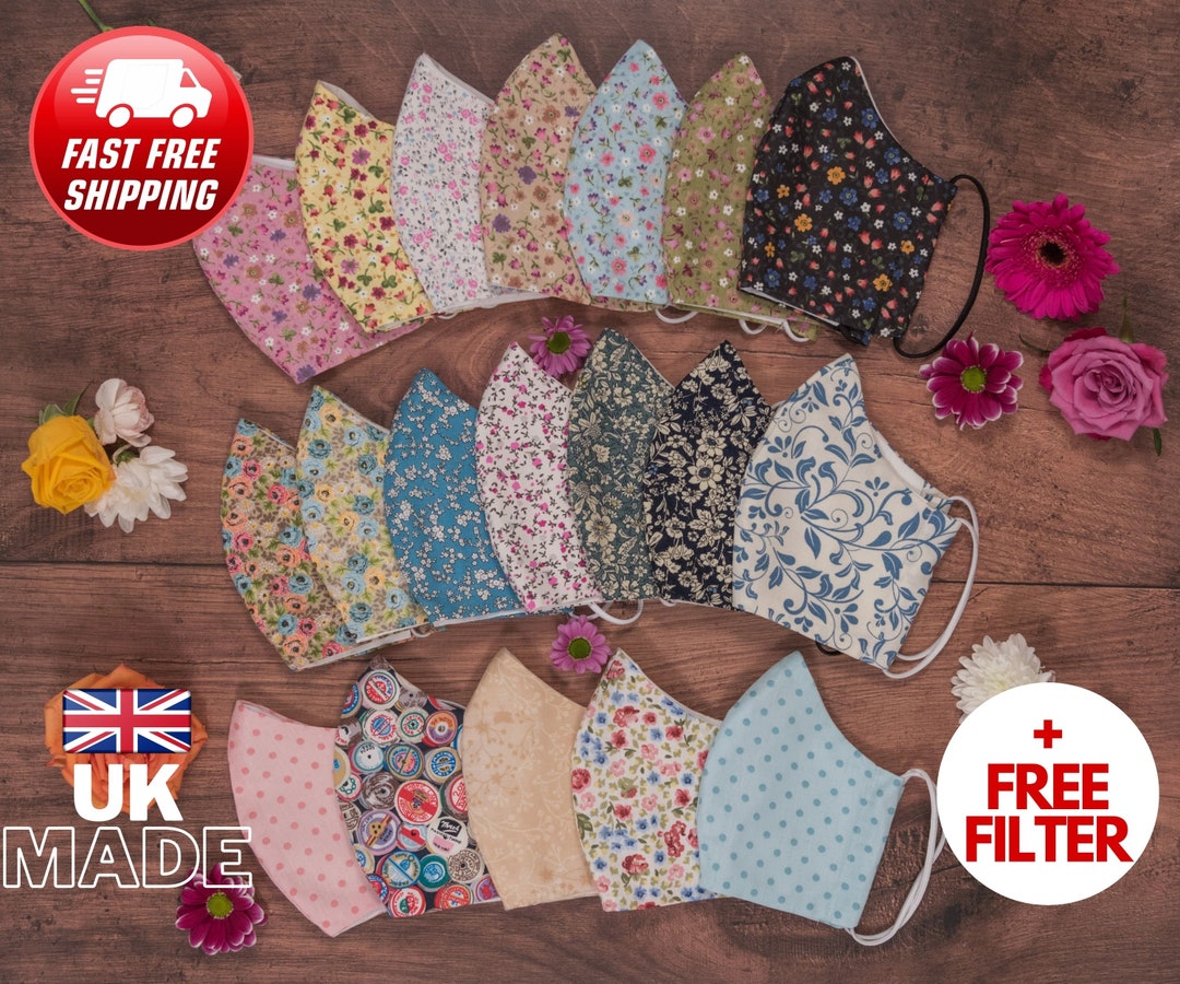 Reusable Cotton Face Masks Free Filter Washable Face Masks Etsy UK
