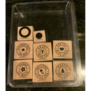 Stampin Up (SU) Conjunto de carimbos fascinantes, círculos, amor, feriado, etiquetas, bebê, 8 selos