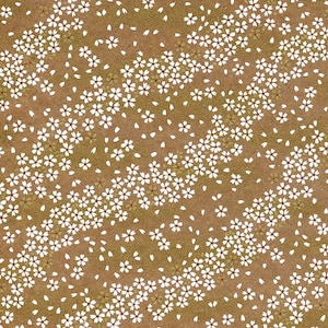 Japanese Chiyogami paper floral brown gold white, yuzen, origami, bookbinding
