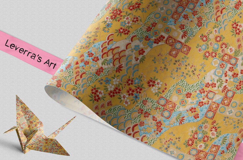 Chiyogami Japanese Paper Folding Paper Traditional Yellow Etsy
