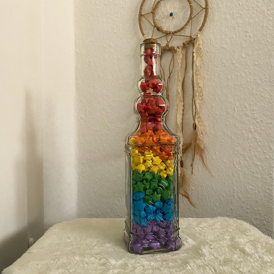 Origami Paper Stars in Bottle with Cork Handmade Perfect Etsy