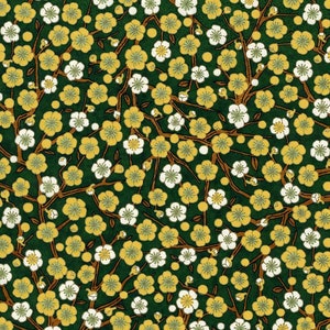 Japanese Chiyogami paper floral green yellow, yuzen, origami, bookbinding
